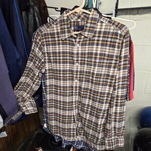 GAP ~ Long Sleeve Button Up Casual Shirt ~ Tan Yellow Plaid Medium